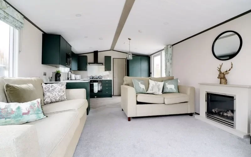 lodge lounge in a sunrise lodge at epworth fields holiday park in lincolnshire