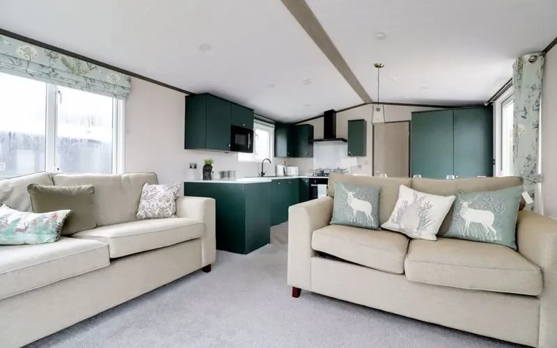 lodge lounge in a sunrise lodge at epworth fields holiday park in lincolnshire