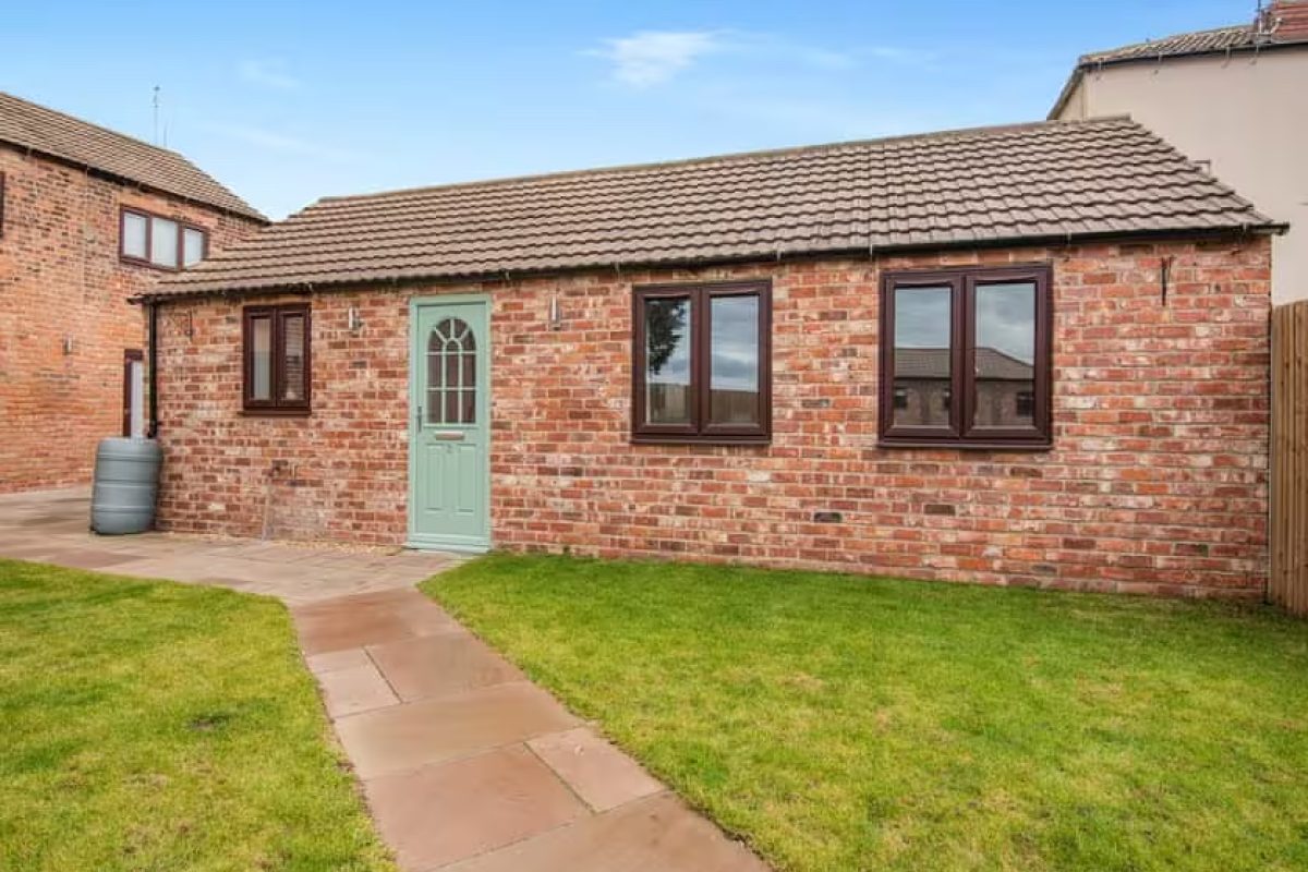 front of holiday cottage 2 at epworth fields holiday park in lincolnshire